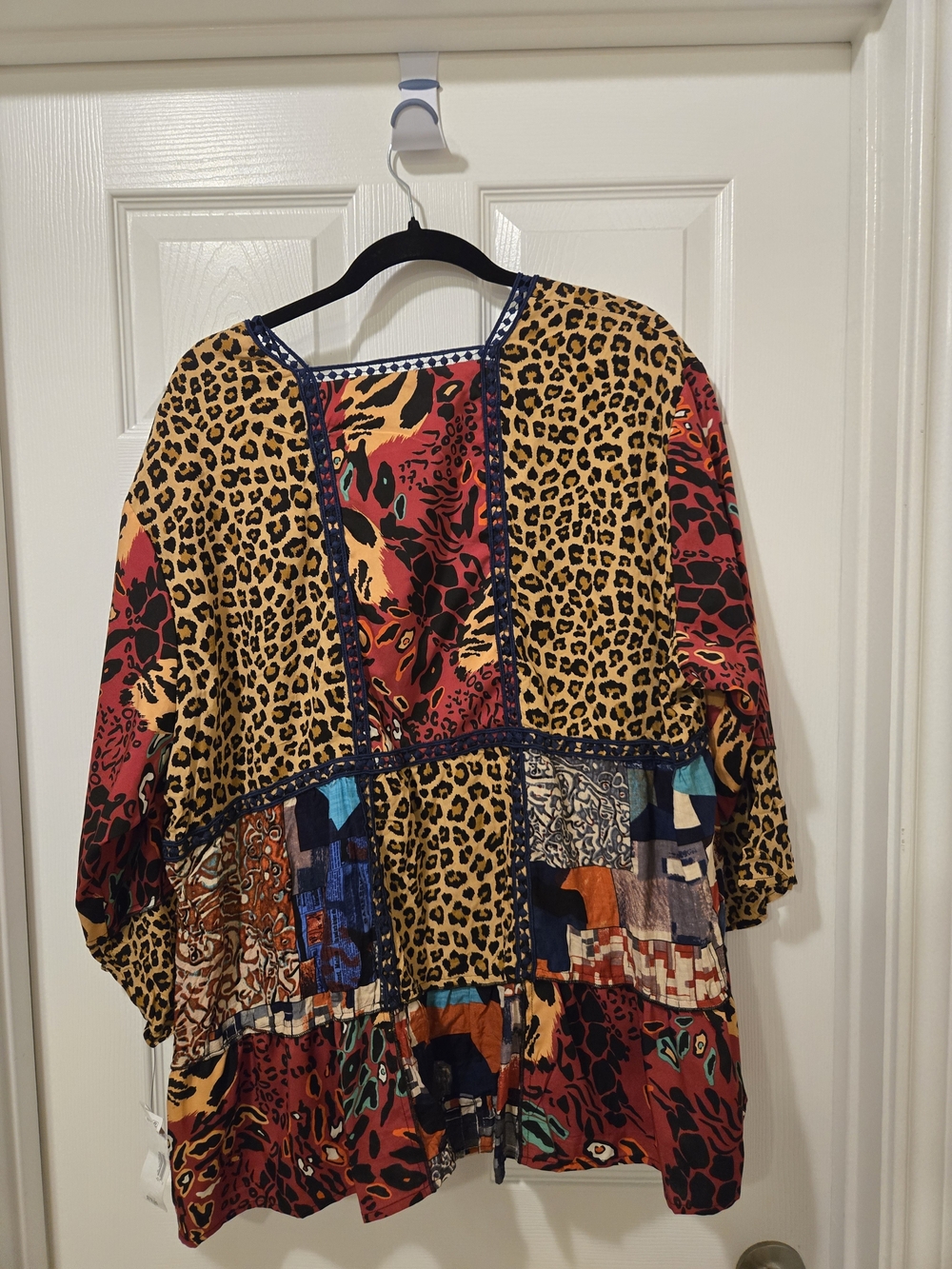 Mixed-Print Leopard Patchwork Blouse in Multi-Color - Picture 8 of 9